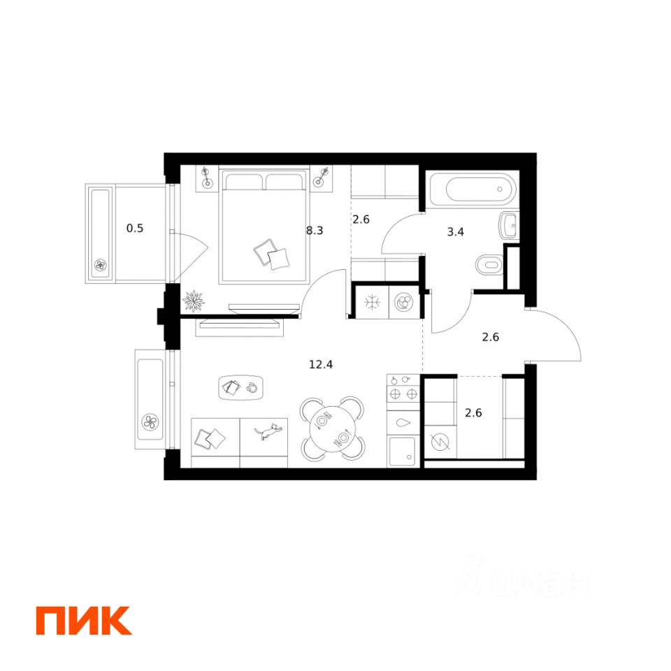 1-комн.кв., 32,4 м², 5/32 этаж