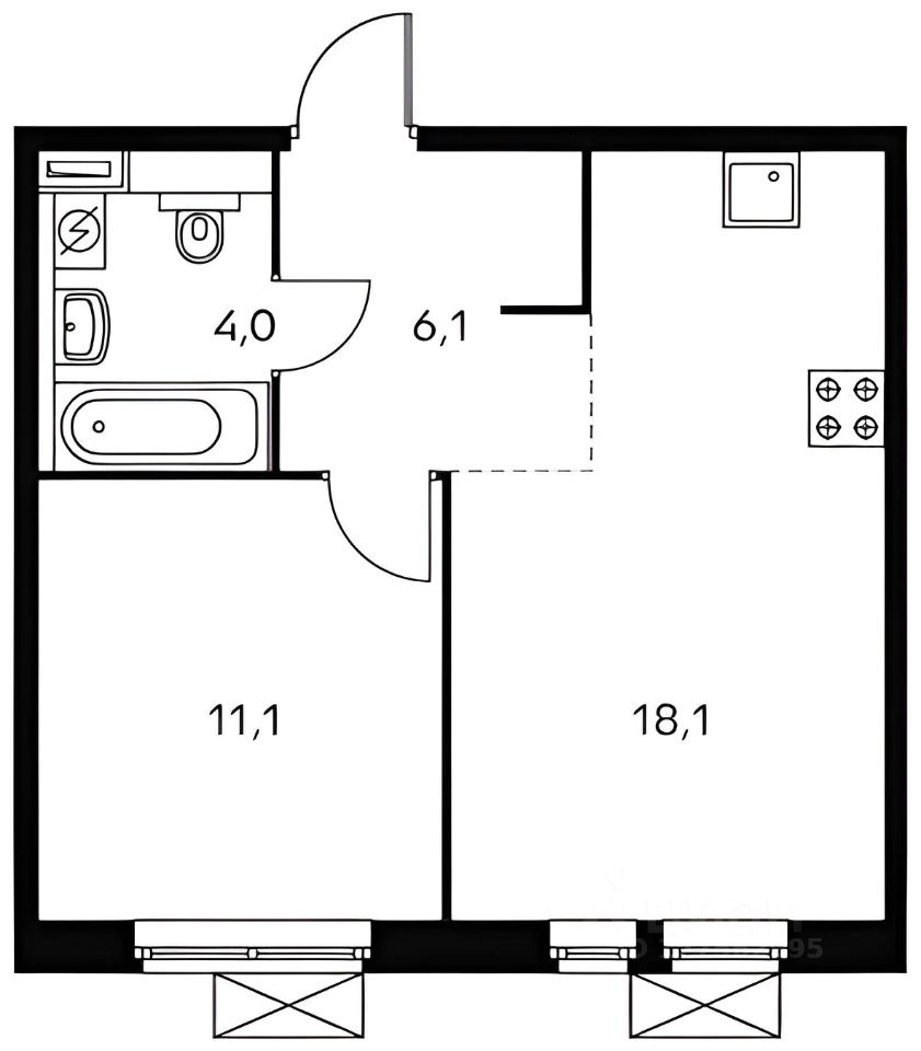 Планировка этой квартиры по данным Циан