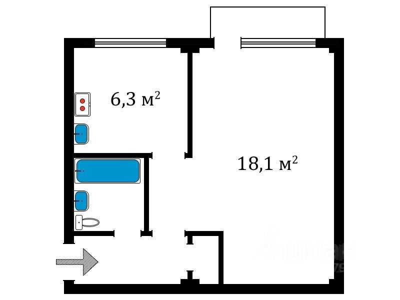 Планировка этой квартиры по данным Циан