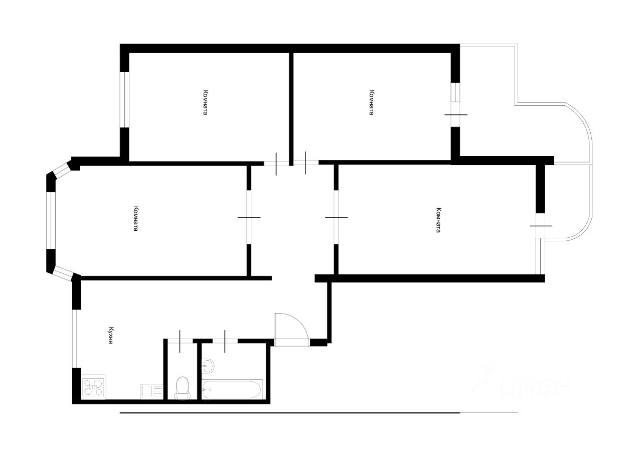 Планировка этой квартиры по данным Циан