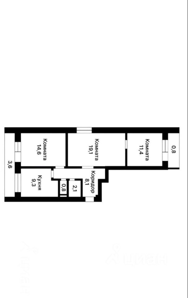 Планировка этой квартиры по данным Циан