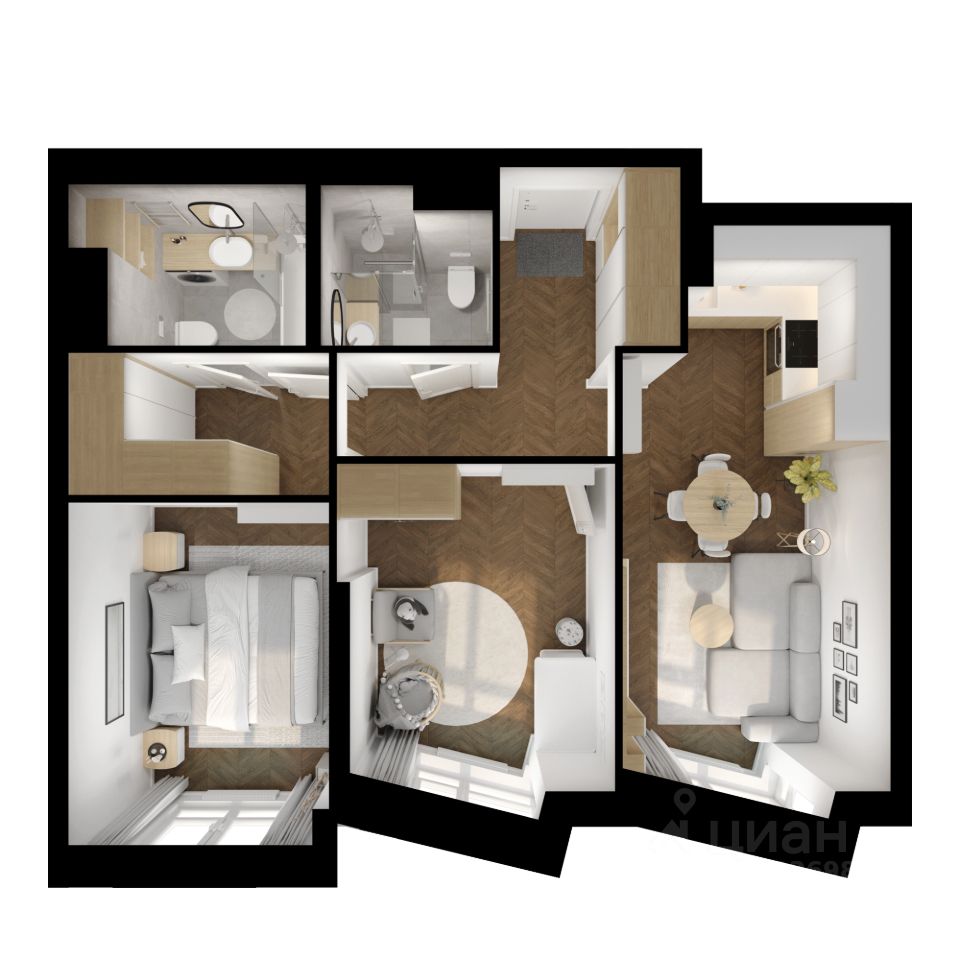 2-комн.кв., 57,7 м², 11/32 этаж