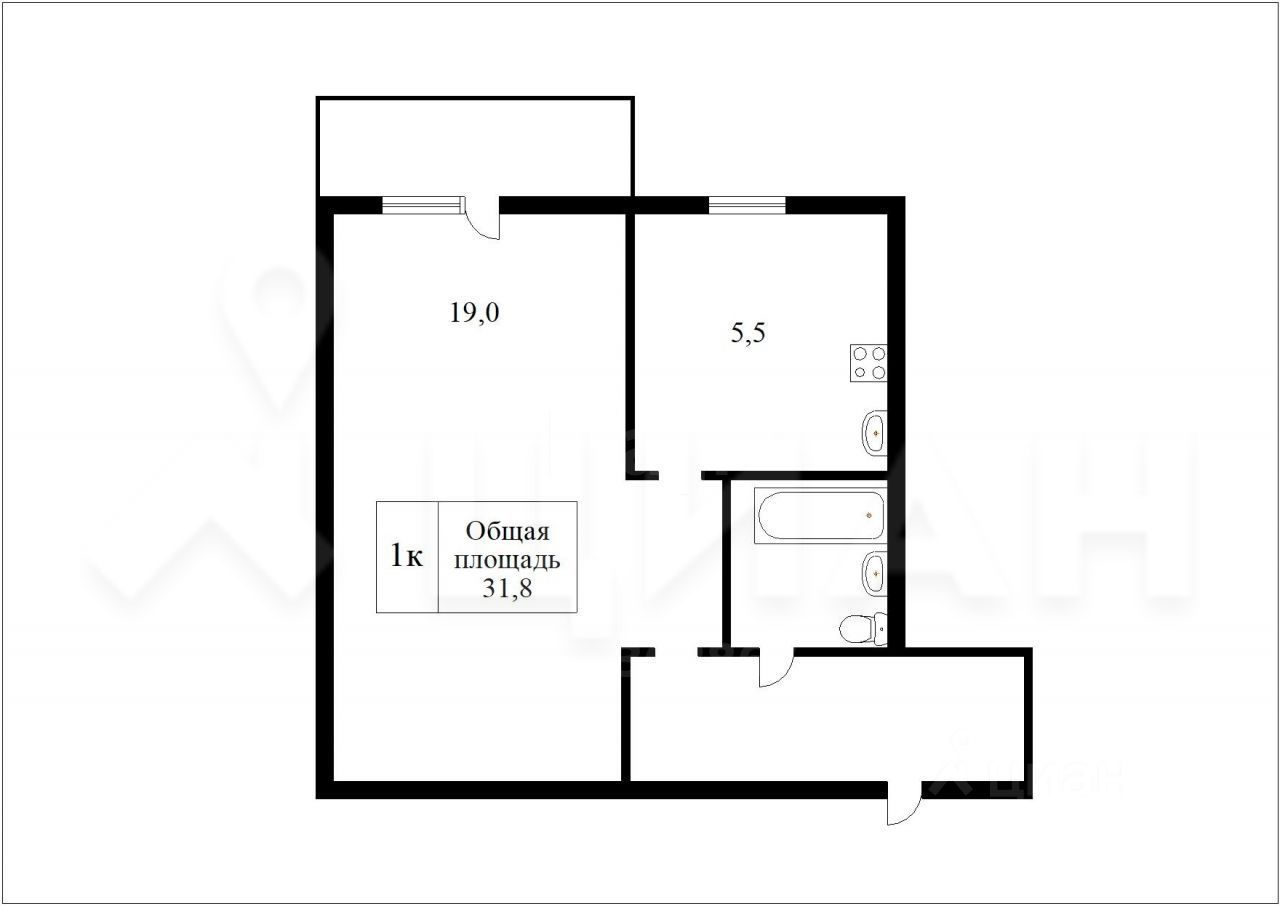 Планировка этой квартиры по данным Циан