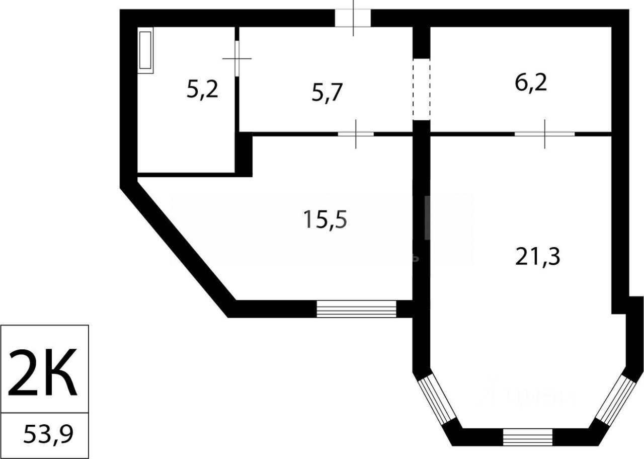 Планировка этой квартиры по данным Циан