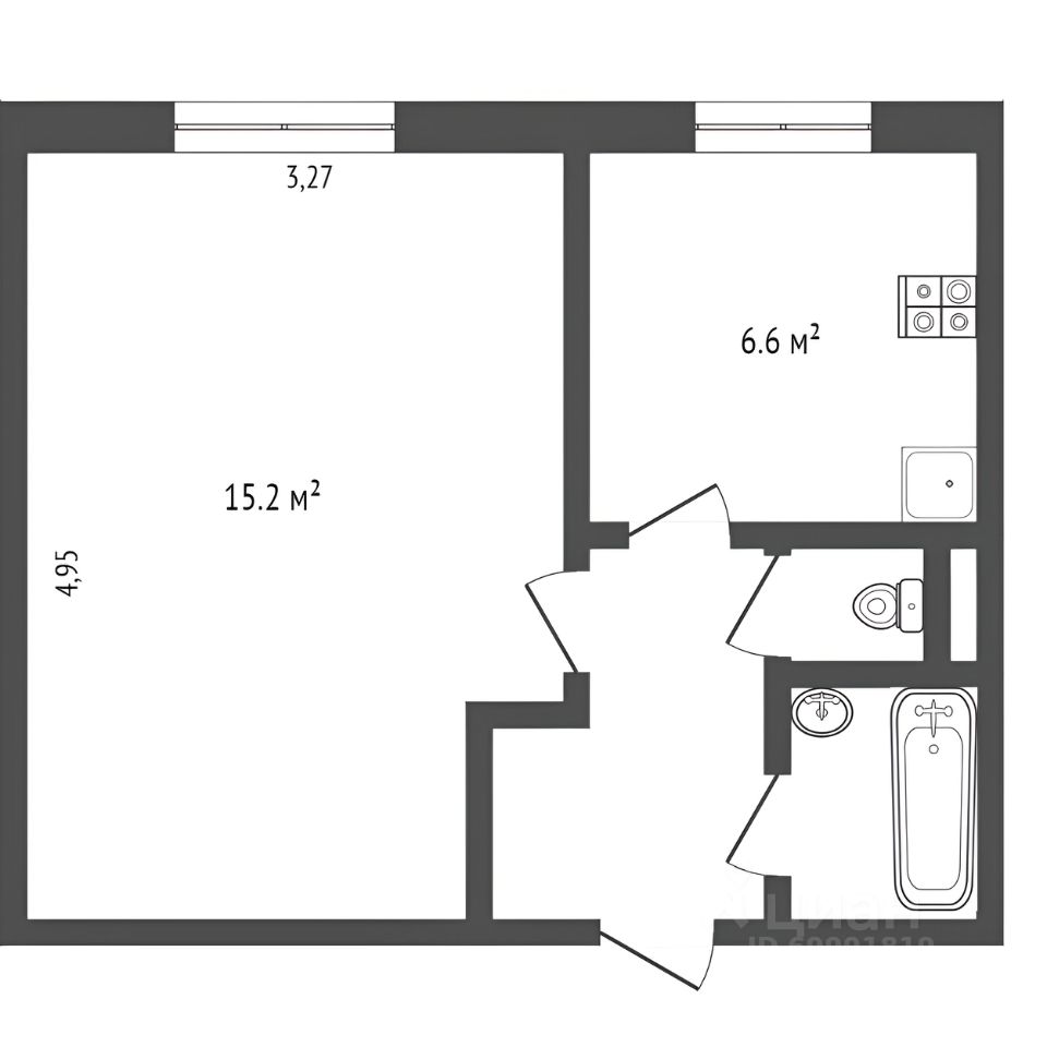 Планировка этой квартиры по данным Циан