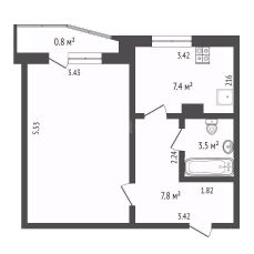 1-комн.кв., 38 м², этаж 9