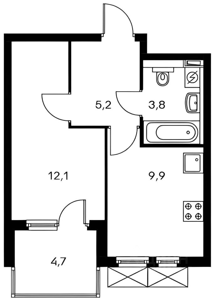 Планировка этой квартиры по данным Циан