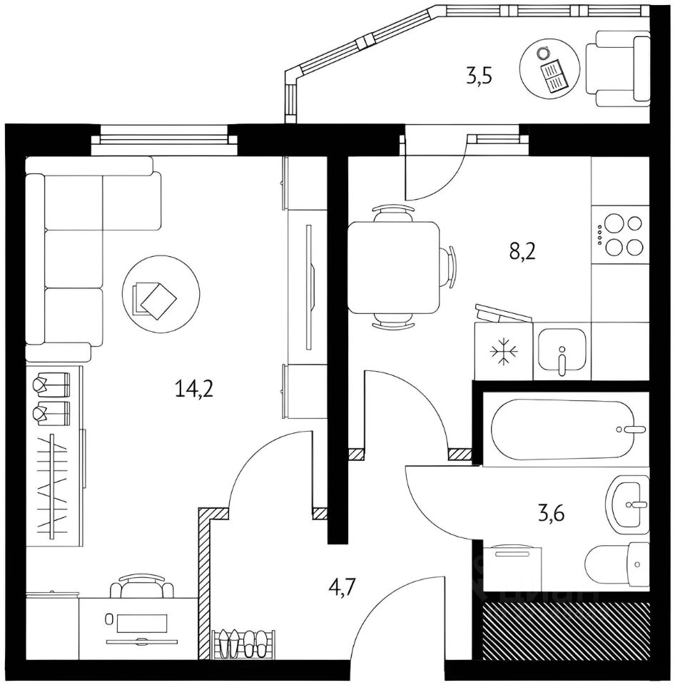 Планировка этой квартиры по данным Циан