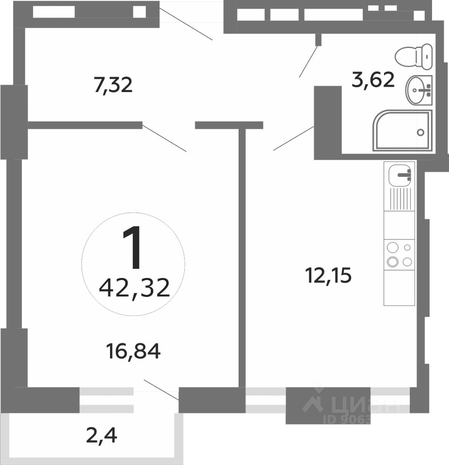 Планировка этой квартиры по данным Циан