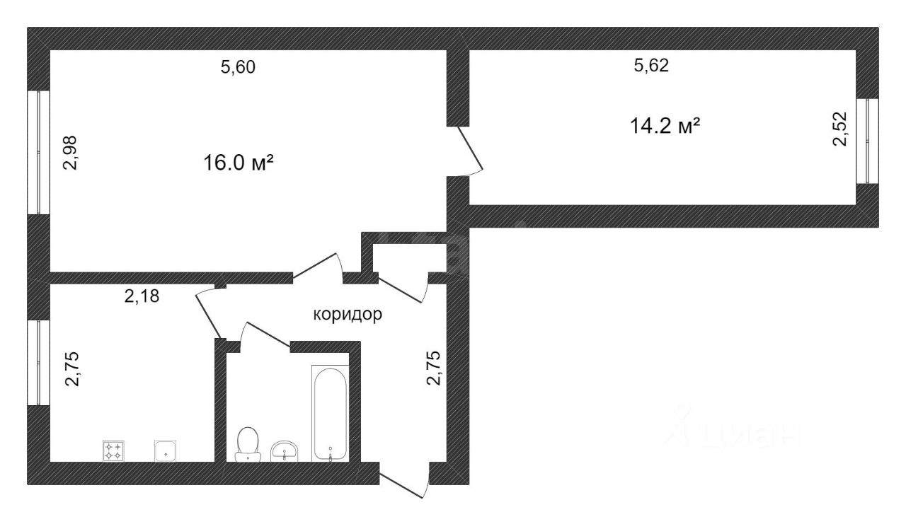 Планировка этой квартиры по данным Циан