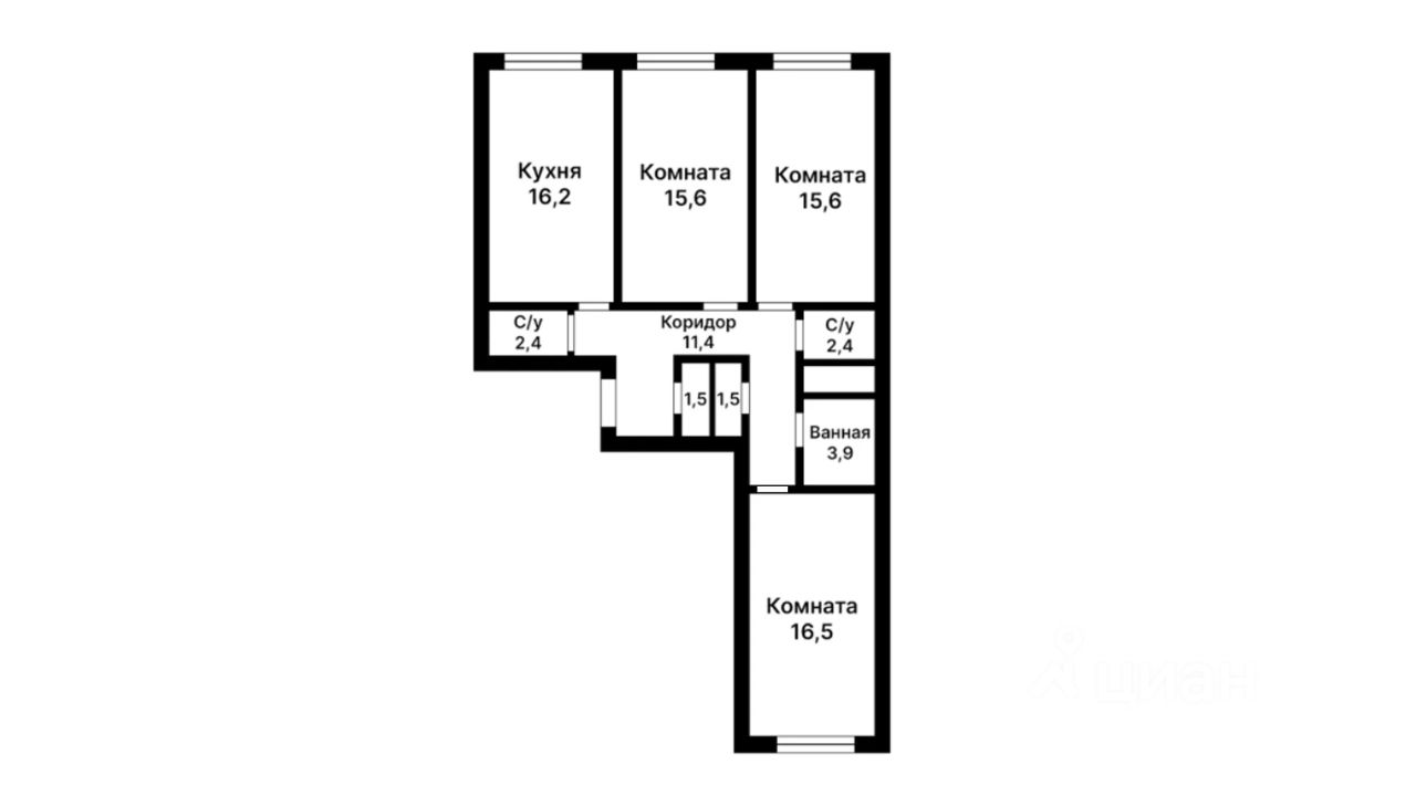 Планировка этой квартиры по данным Циан