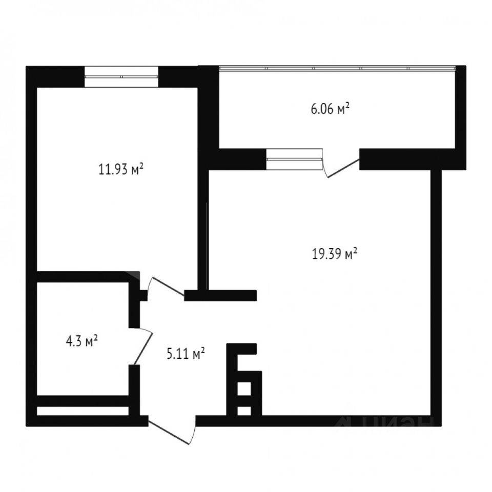 Планировка этой квартиры по данным Циан
