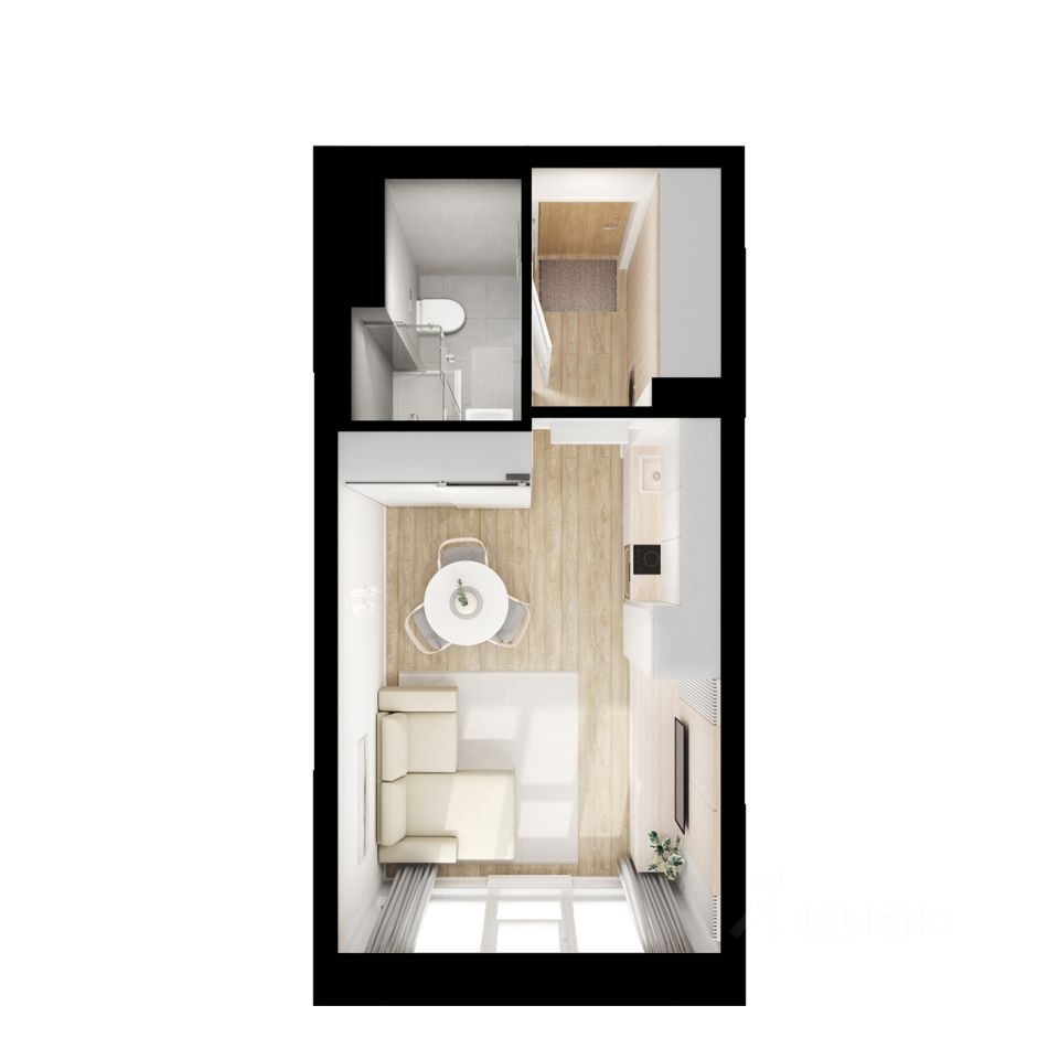 Студия, 22,6 м², 6/24 этаж