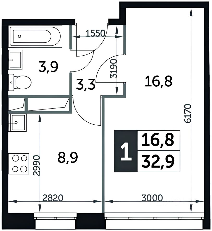 Планировка этой квартиры по данным Циан