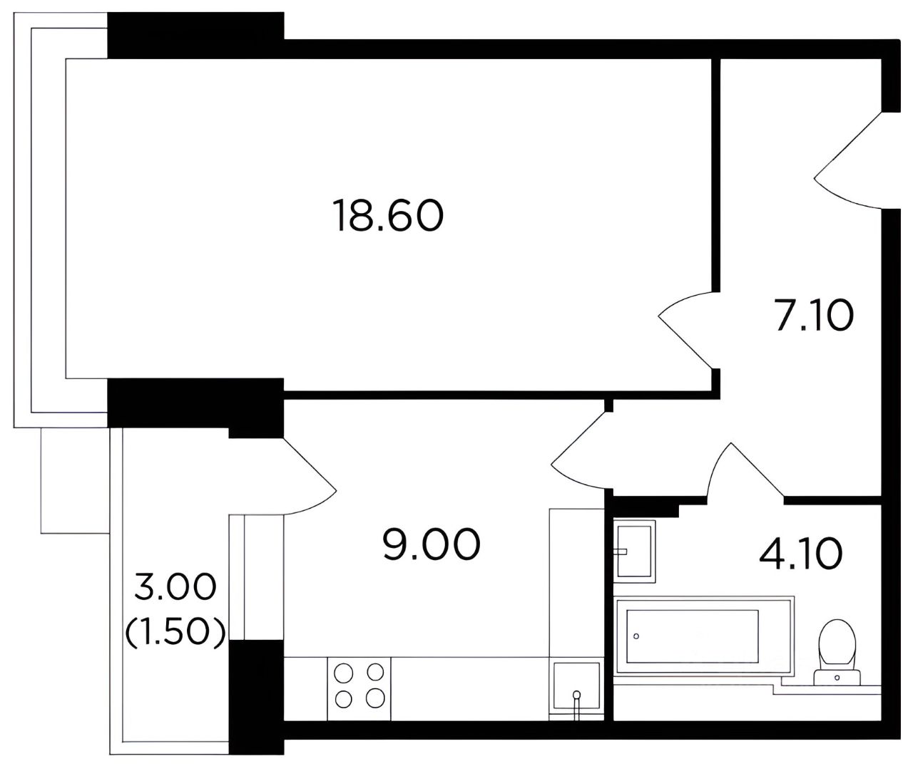 Планировка этой квартиры по данным Циан