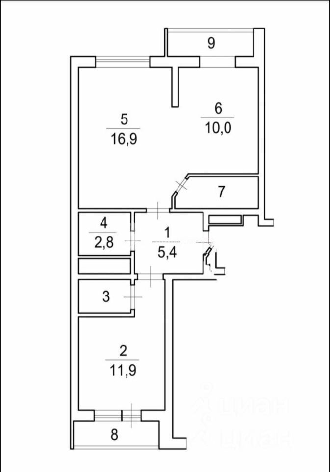 Планировка этой квартиры по данным Циан