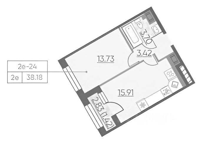 Планировка этой квартиры по данным Циан