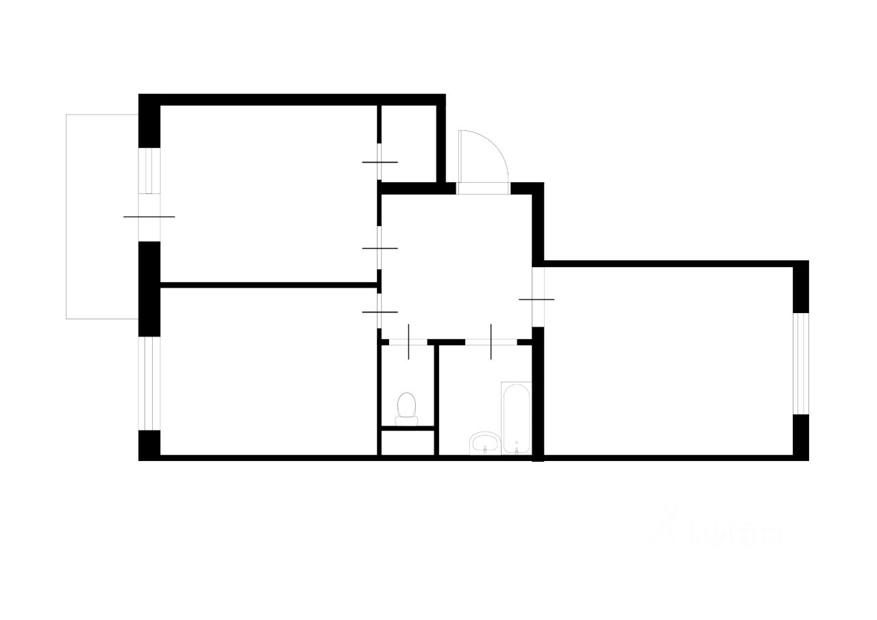 Планировка этой квартиры по данным Циан
