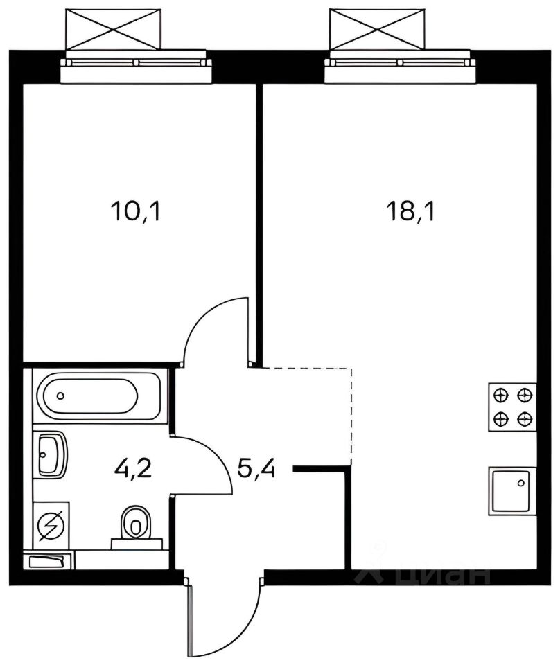 Планировка этой квартиры по данным Циан