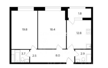 Планировка этой квартиры по данным Циан