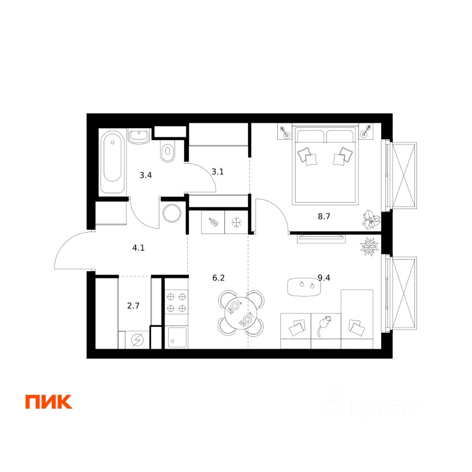 1-комн.кв., 37,6 м², 14/20 этаж