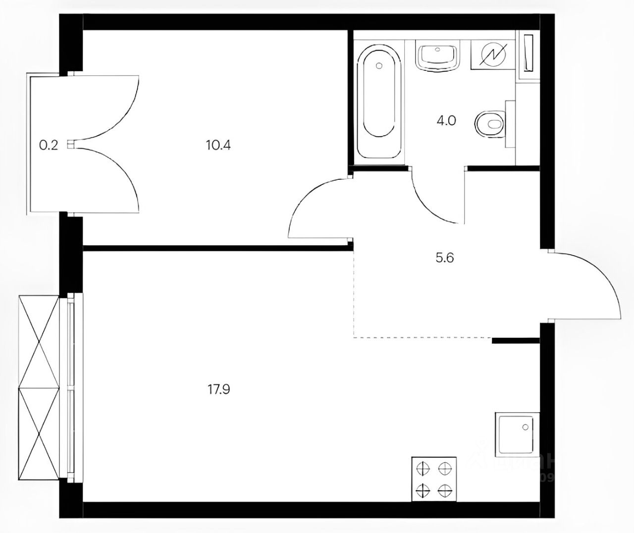 Планировка этой квартиры по данным Циан