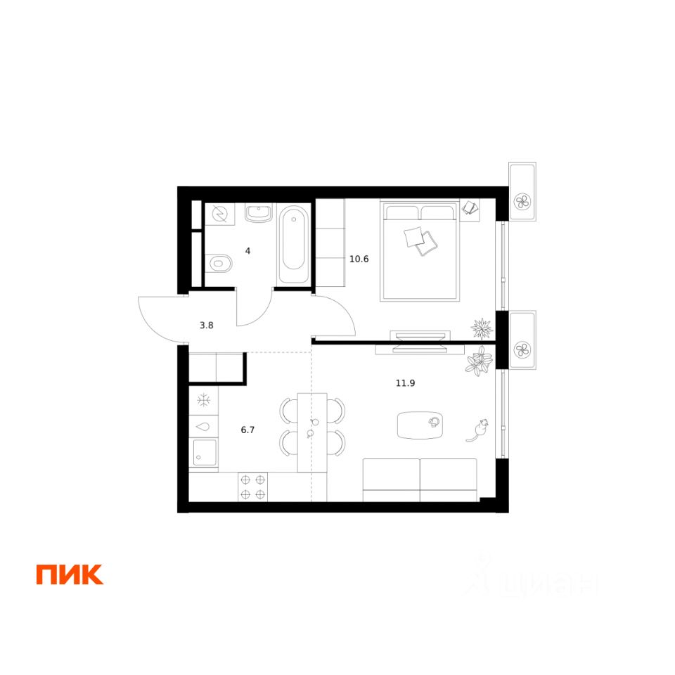 1-комн.кв., 37 м², 14/25 этаж