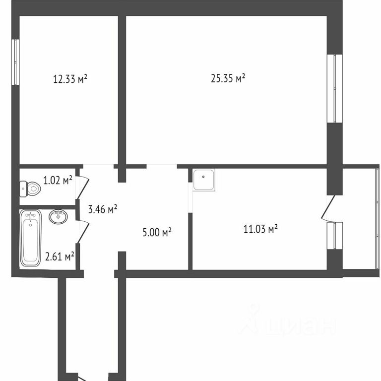 Планировка этой квартиры по данным Циан
