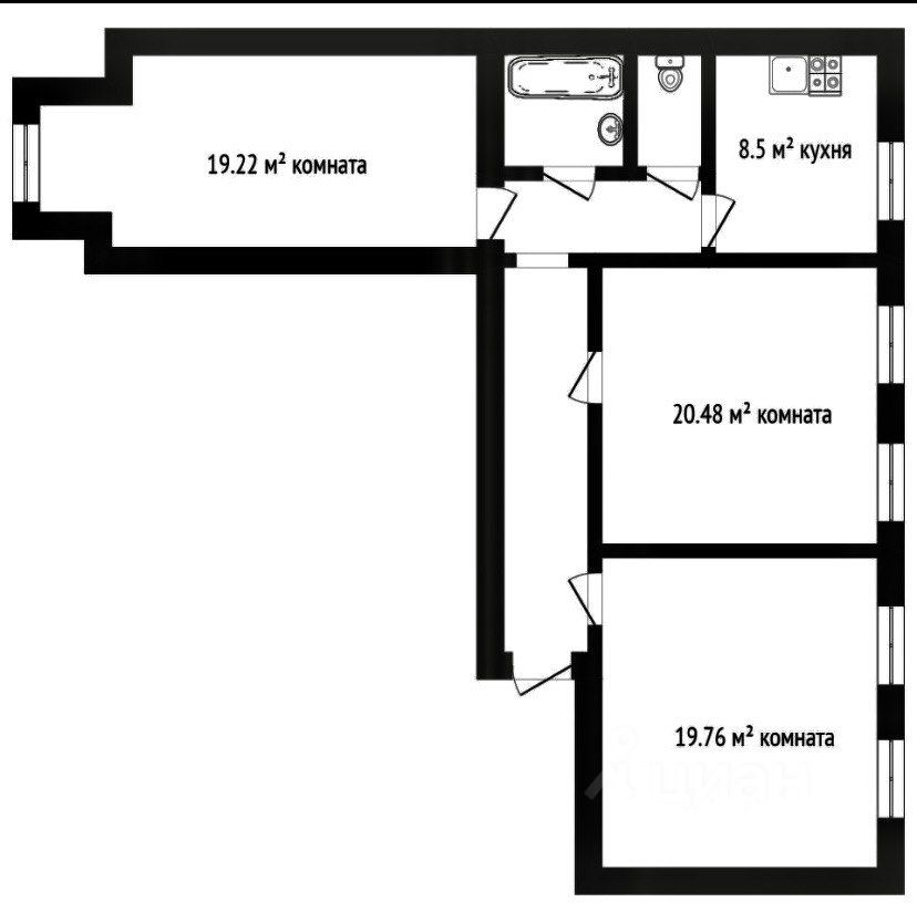 Планировка этой квартиры по данным Циан