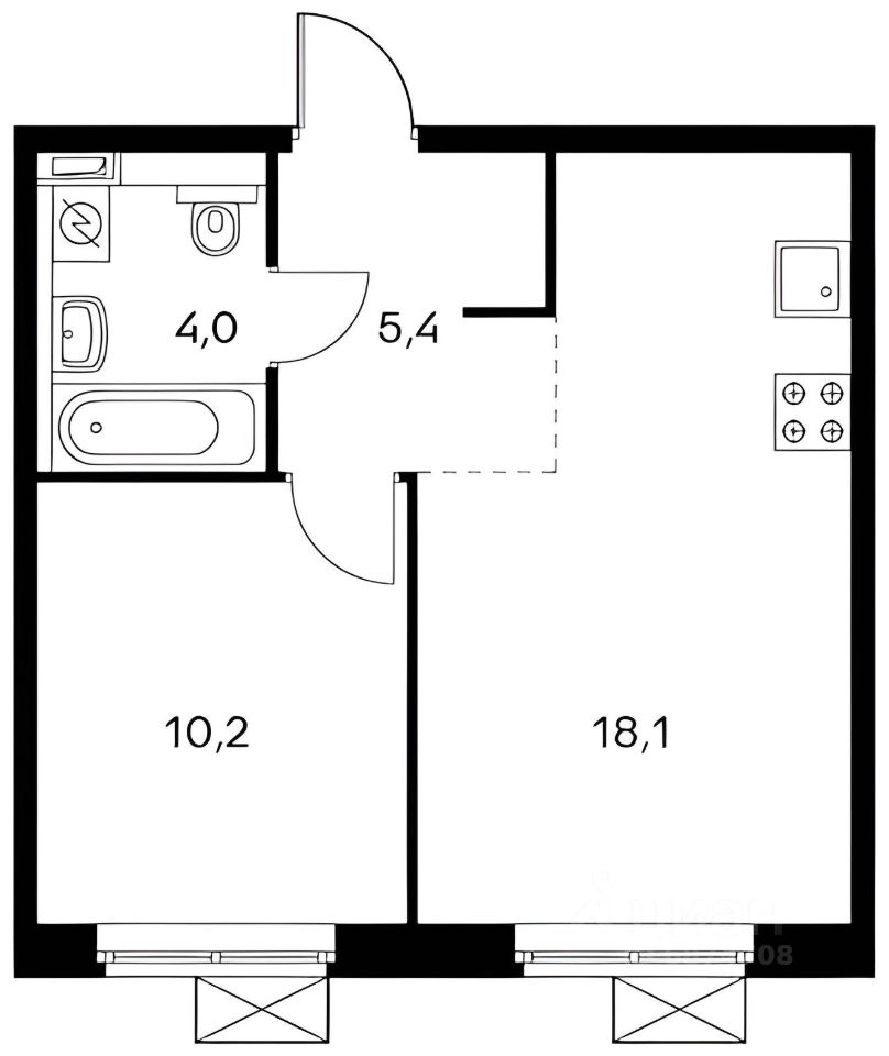 Планировка этой квартиры по данным Циан