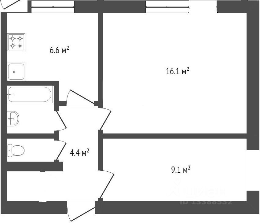Планировка этой квартиры по данным Циан