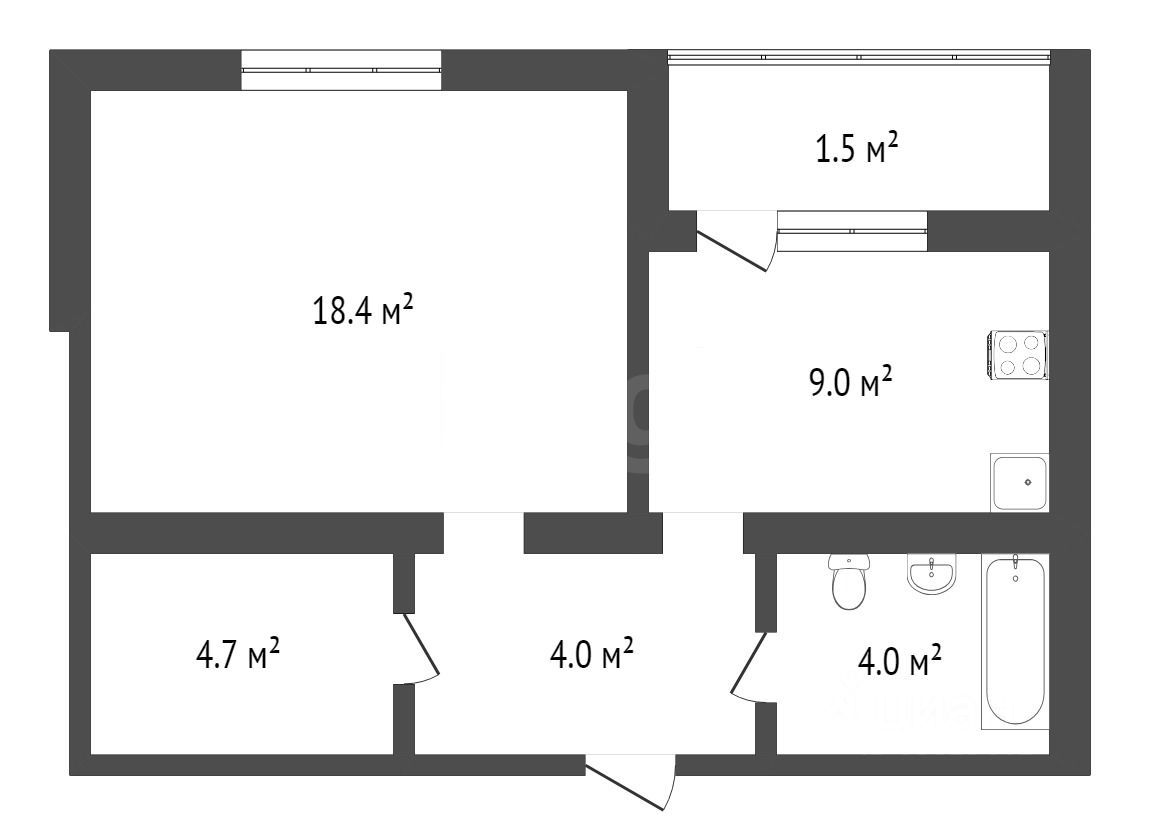 Планировка этой квартиры по данным Циан