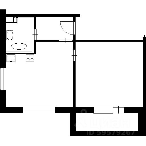 Планировка этой квартиры по данным Циан