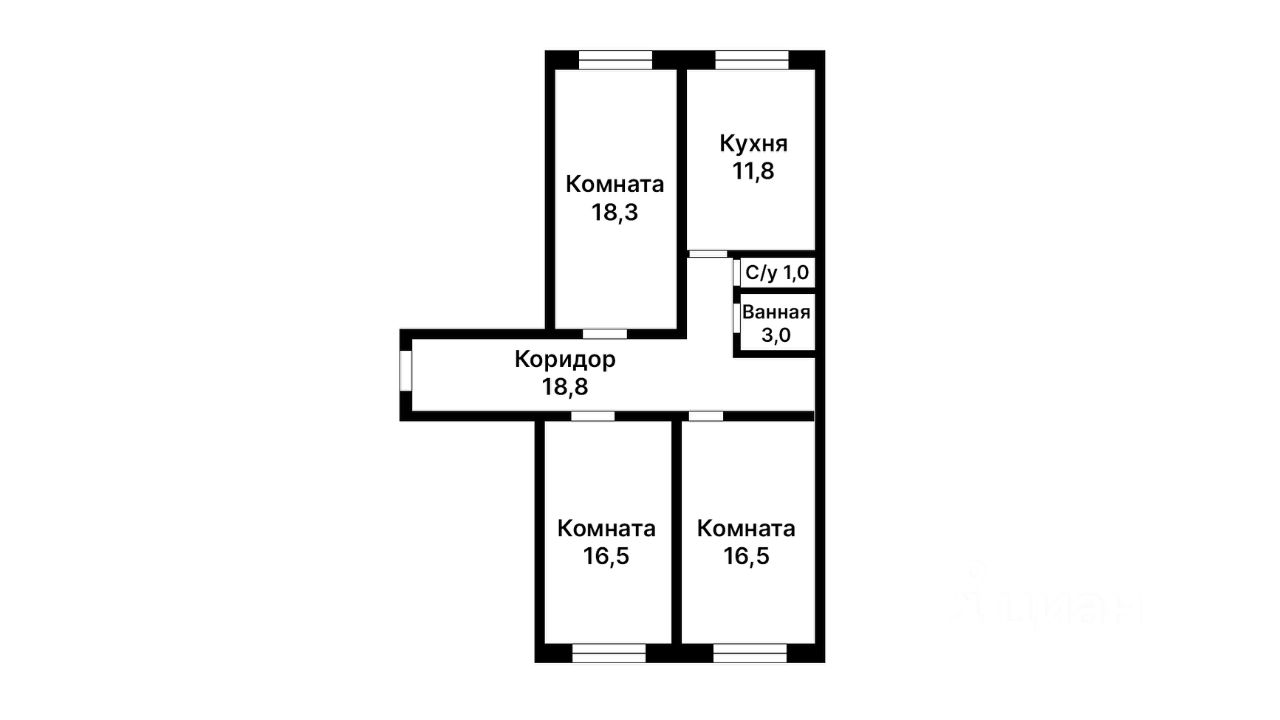 Планировка этой квартиры по данным Циан