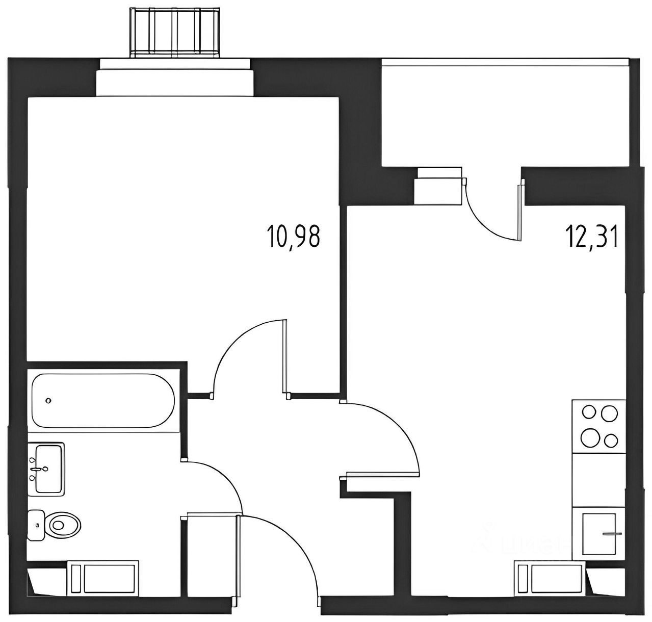 Планировка этой квартиры по данным Циан