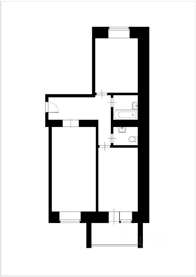 Планировка этой квартиры по данным Циан