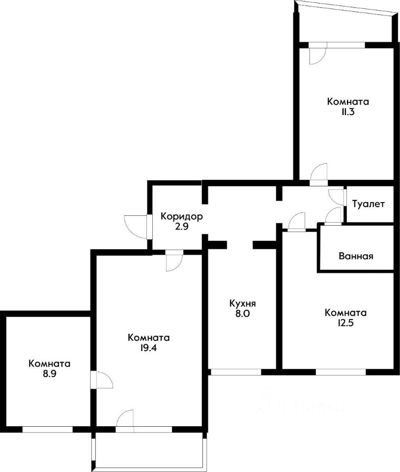 Планировка этой квартиры по данным Циан
