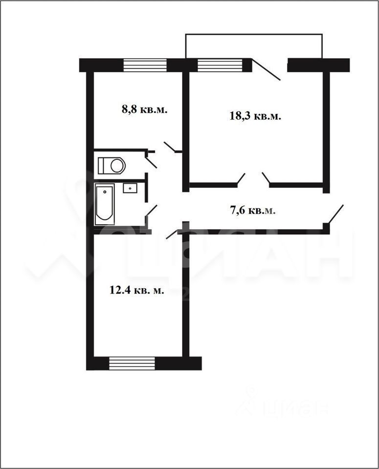 Планировка этой квартиры по данным Циан