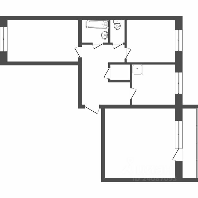 Планировка этой квартиры по данным Циан