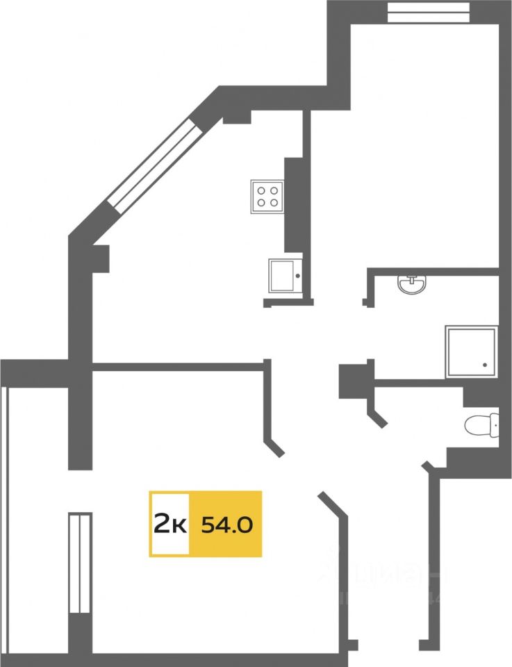 Планировка этой квартиры по данным Циан