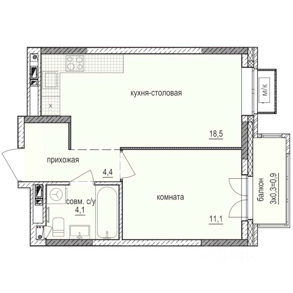 1-комн.кв., 39 м², 10/14 этаж