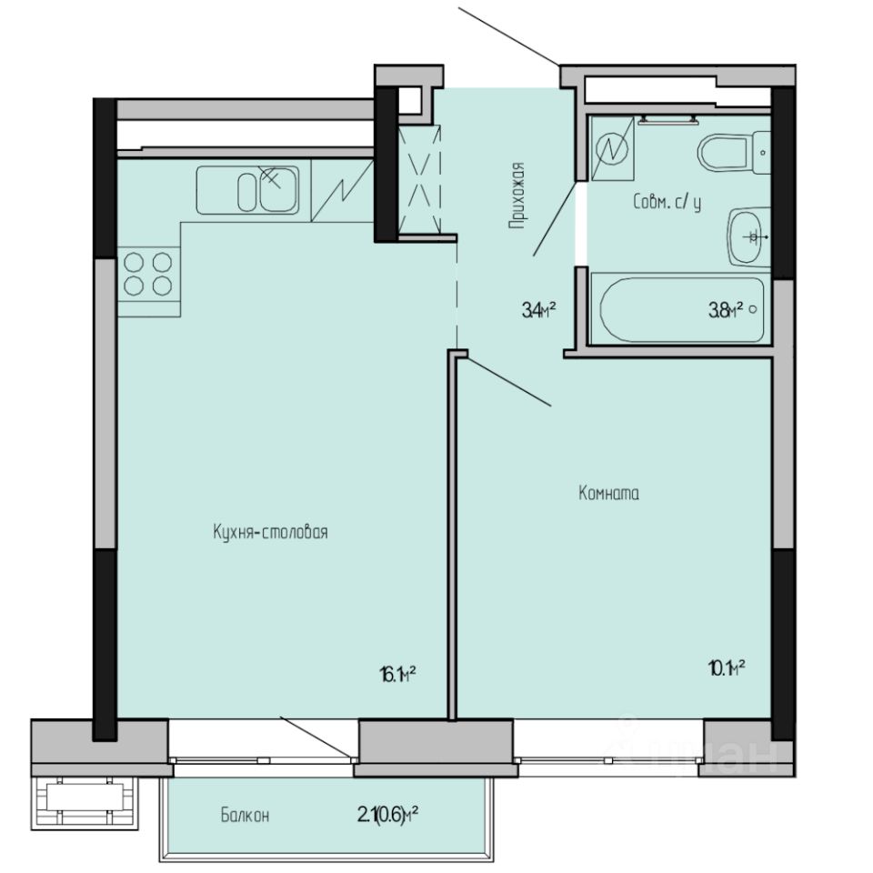 1-комн.кв., 34 м², 17/17 этаж