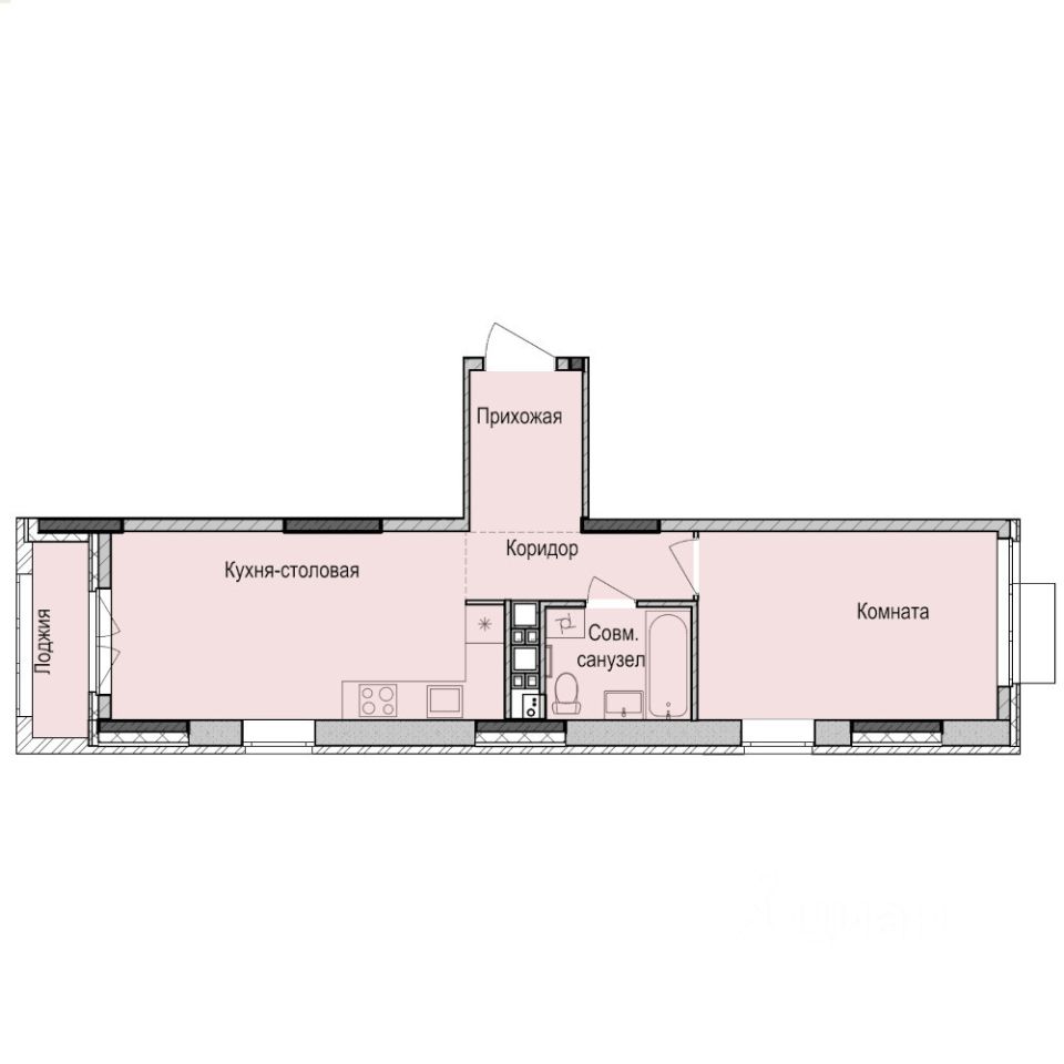 1-комн.кв., 44,5 м², 17/17 этаж
