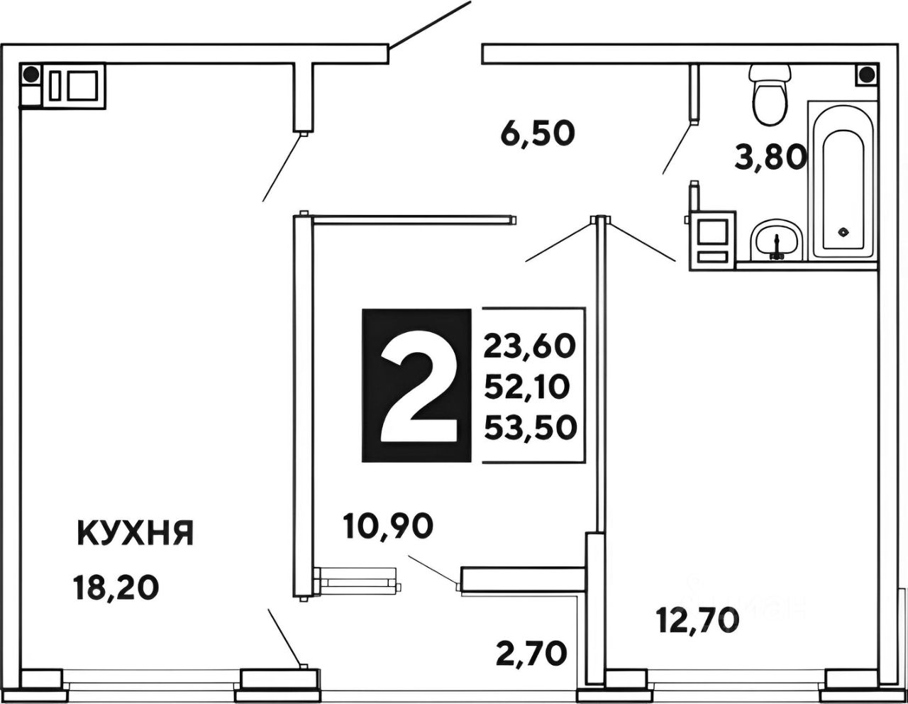 Планировка этой квартиры по данным Циан
