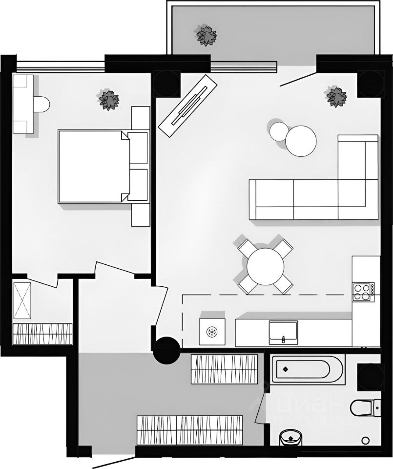 Планировка этой квартиры по данным Циан