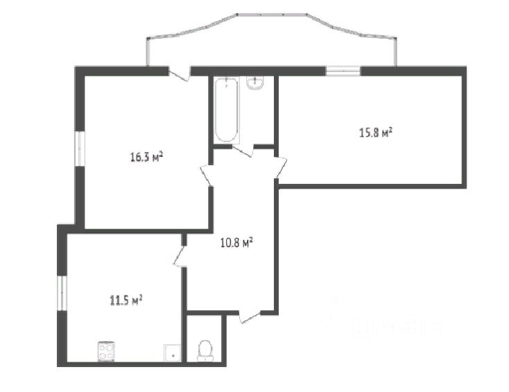Планировка этой квартиры по данным Циан