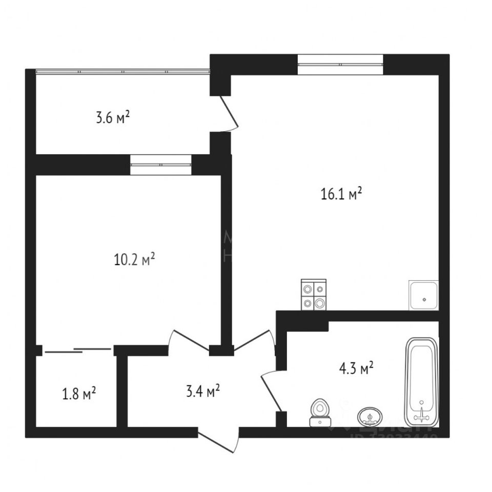Планировка этой квартиры по данным Циан