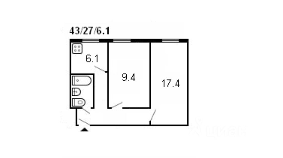 Планировка этой квартиры по данным Циан