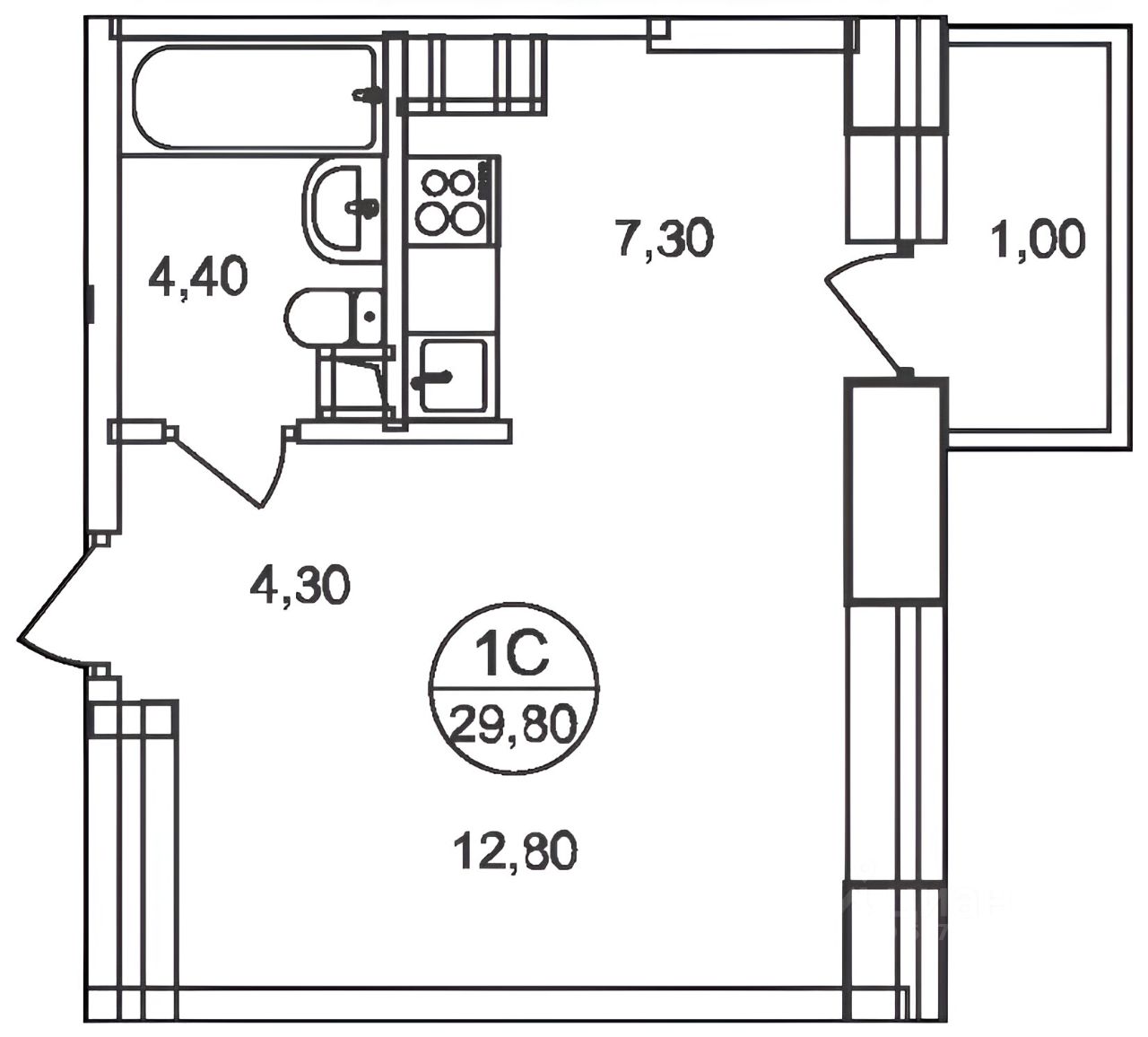 Планировка этой квартиры по данным Циан
