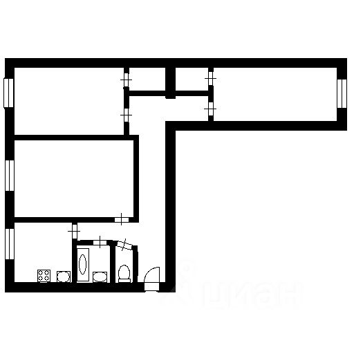 Планировка этой квартиры по данным Циан